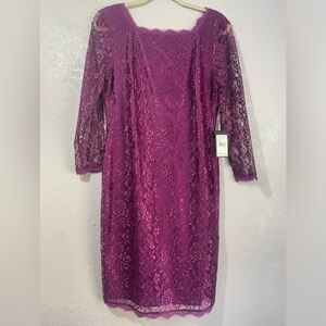 Adrianna Papell Magenta Lace Dress